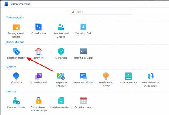 Abbildung 2: Einrichten der externen Verbindung zu einer VM auf einem Synology-NAS.