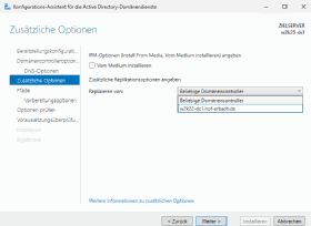 Abbildung 2: Auswählen der Replikationsquelle für einen neuen Domänencontroller in Active Directory.