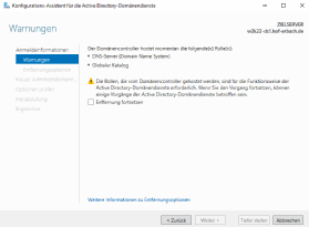 Abbildung 4: Herabstufen eines Domänencontrollers in Active Directoy.