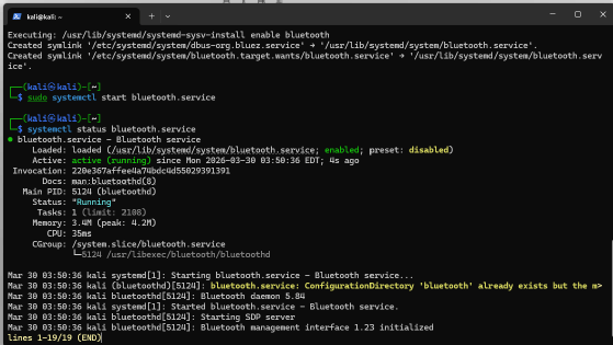 Aktivieren von Bluetooth und verschiedenen Tools.
