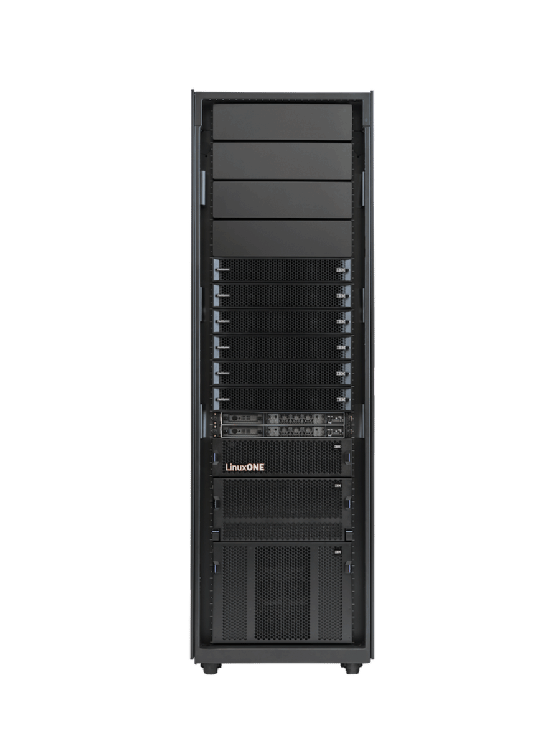 Abbildung 2: Das LinuxONE 5-System ist so wie hier abgebildet als Single Frame oder Rackmount-Variante erhältlich.