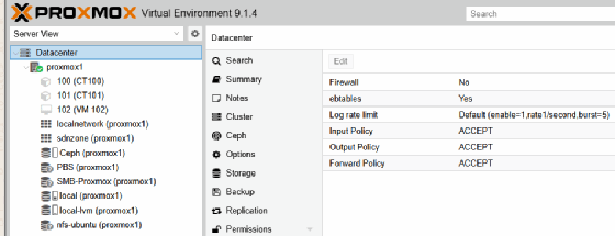 Abbildung 2: Die Firewall spielt bei Proxmox ebenfalls eine wichtige Rolle.