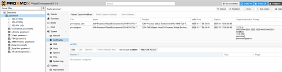 Abbildung 3: Bei der Absicherung von Proxmox spielen auch Zertifikate eine wichtige Rolle.