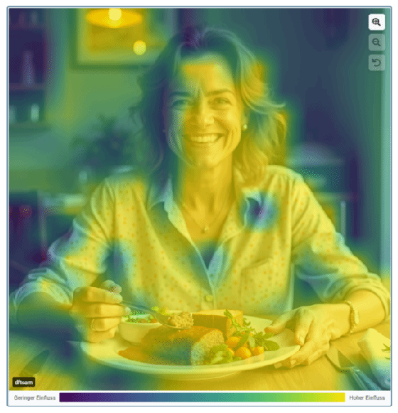 Über Heatmaps lässt sich nachvollziehen, welche Bereiche Einfluss auf die Einstufung des Bildes haben.