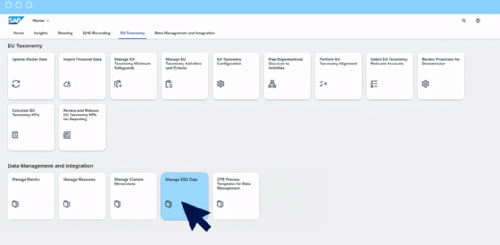 SAP Sustainability Control Tower Screenshot