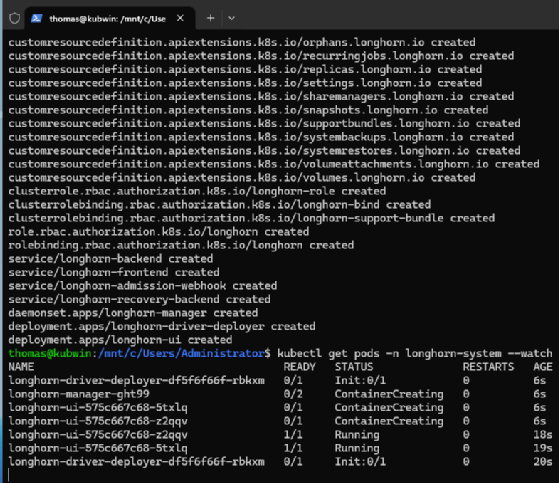 Abbildung 2: Longhorn im Kubernetes-Cluster in Betrieb nehmen.