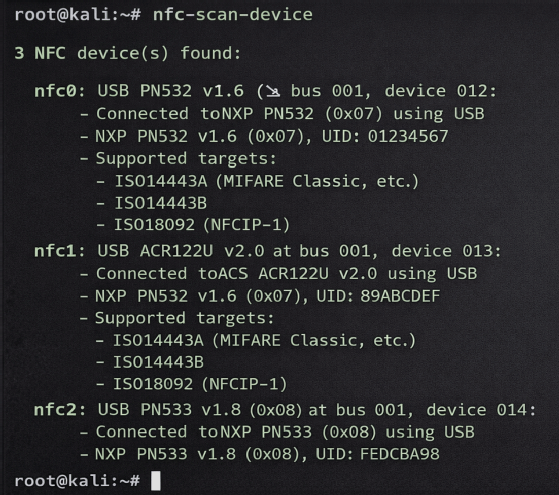 Ausgabe von nfc-scan-device.
