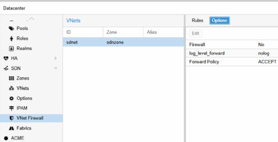Firewall-Integration für VNets im Proxmox-VE-SDN.