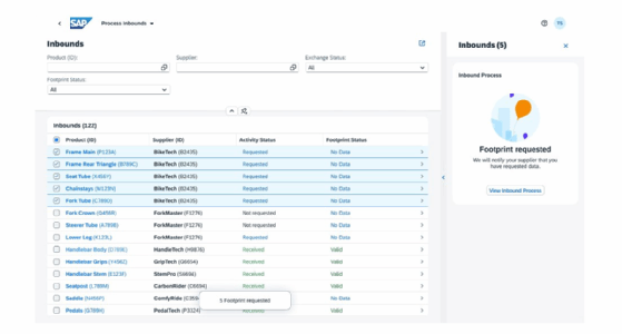 Screenshot SAP Sustainability Data Exchange