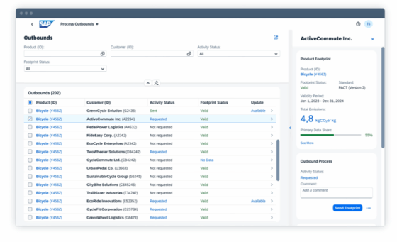Screenshot SAP Sustainability Data Exchange