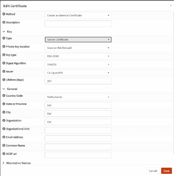 OPNsense und OpenVPN: Zertifikate