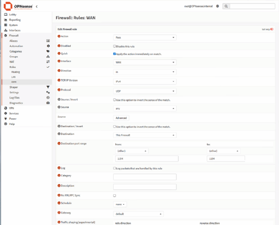 OPNsense und OpenVPN: Passende Firewall-Regeln für Site-to-Site-VPN.