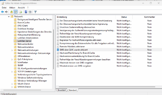 Über die Einstellungen lässt sich die SMB-Sicherheit verbessern.