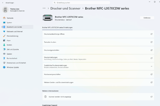 Abbildung 1: Microsoft ändert die Verteilung älterer Druckertreiber. IT-Abteilungen sollten sich rechtzeitig mit dem Thema auseinandersetzen. Im Überblick, die Windows-11-Systemeinstellungen zu Druckern.