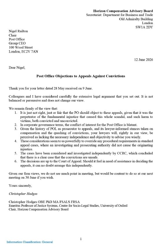 Image shows Christopher Hodges’ 12 June letter to Nigel Railton in full