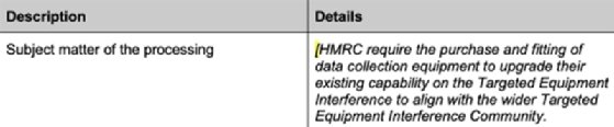 Image shows extract of HMRC contract with Cellxion