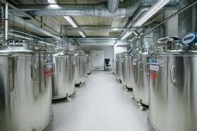 Photo of steel drum refrigerators in the basement of Turku University’s Institute of Genomics that hold the DNA of 214,000 Estonians
