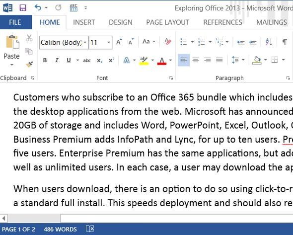 Word 2013 with ribbon control in Metro - First look: Microsoft Office 2013