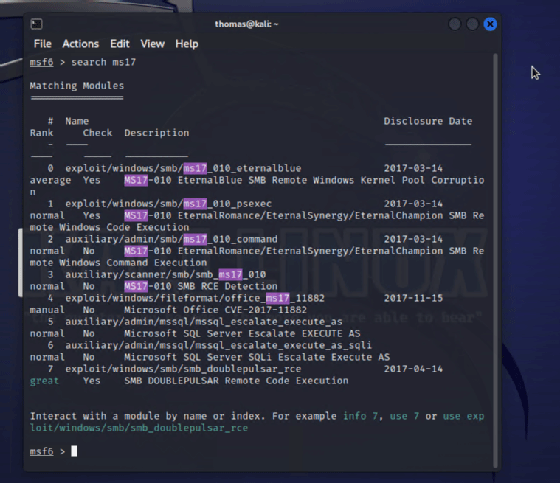 In Metasploit nach Sicherheitslücken suchen, die Nmap auf Netzwerkgeräten vermutet.